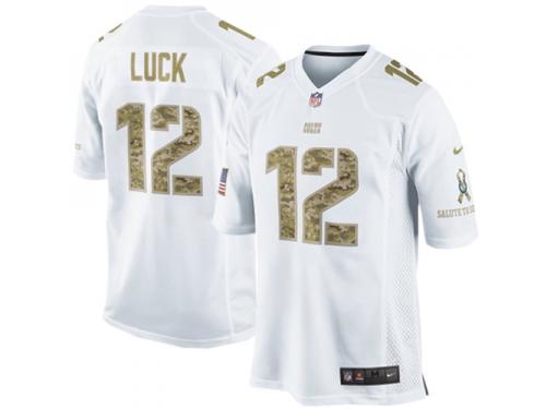 Men Nike NFL Indianapolis Colts #12 Andrew Luck White Salute to Service Limited Jersey