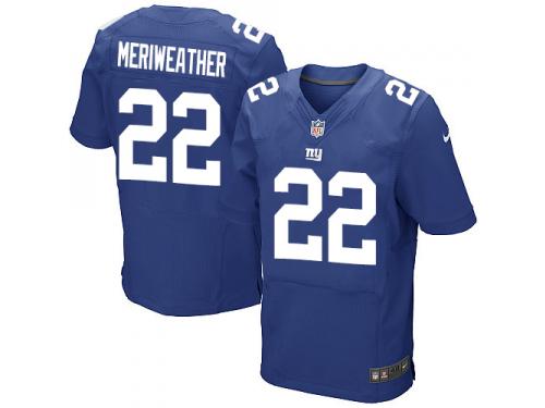 Men Nike NFL New York Giants #22 Brandon Meriweather Authentic Elite Home Royal Blue Jersey