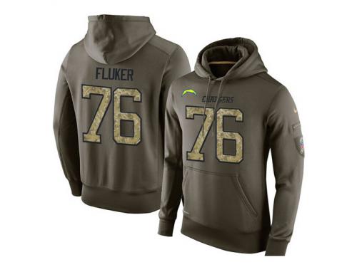 Men Nike NFL San Diego Chargers #76 D.J. Fluker Olive Salute To Service KO Performance Hoodie