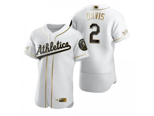 Men Oakland Athletics Khris Davis Nike White Golden Edition Jersey