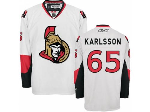 Men Reebok Ottawa Senators #65 Erik Karlsson Premier White Away NHL Jersey