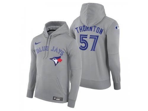 Men Toronto Blue Jays Trent Thornton Nike Gray Road Hoodie