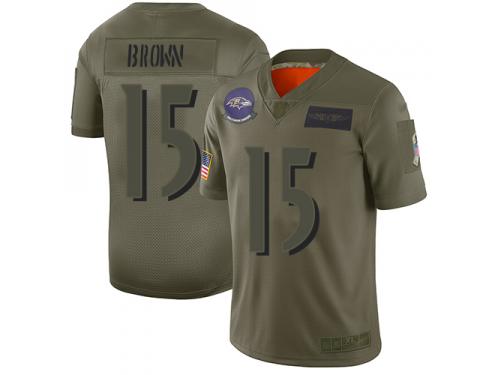 Men's #15 Limited Marquise Brown Black Football Jersey Baltimore Ravens 2019 Salute to Service