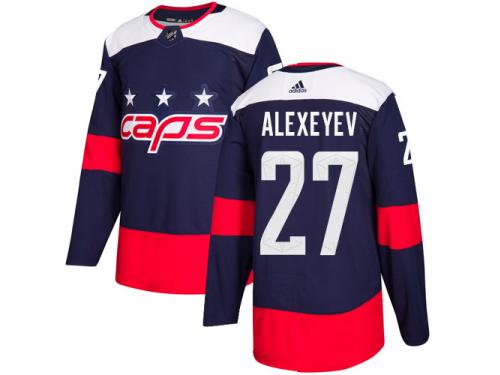 Men's Adidas NHL Washington Capitals #27 Alexander Alexeyev Authentic Jersey Navy Blue 2018 Stadium Series Adidas
