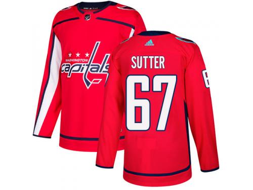 Men's Adidas NHL Washington Capitals #67 Riley Sutter Authentic Home Jersey Red Adidas