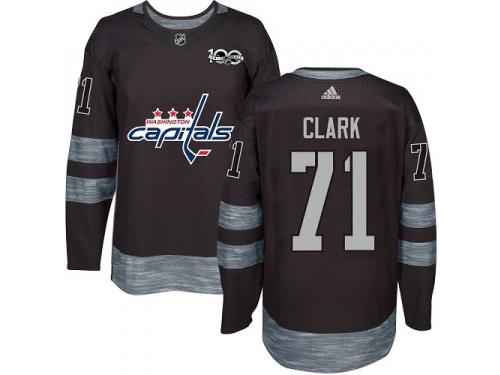 Men's Adidas NHL Washington Capitals #71 Kody Clark Authentic Jersey Black 1917-2017 100th Anniversary Adidas