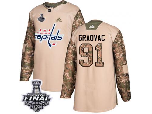 Men's Adidas Washington Capitals #91 Tyler Graovac Camo Authentic Veterans Day Practice 2018 Stanley Cup Final NHL Jersey