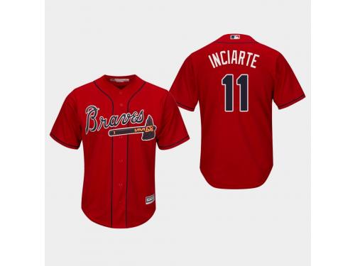 Men's Atlanta Braves #11 Scarlet Ender Inciarte Official Alternate 2019 Cool Base Jersey