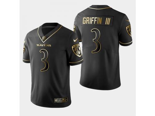Men's Baltimore Ravens #3 Robert Griffin III Golden Edition Vapor Untouchable Limited Jersey - Black