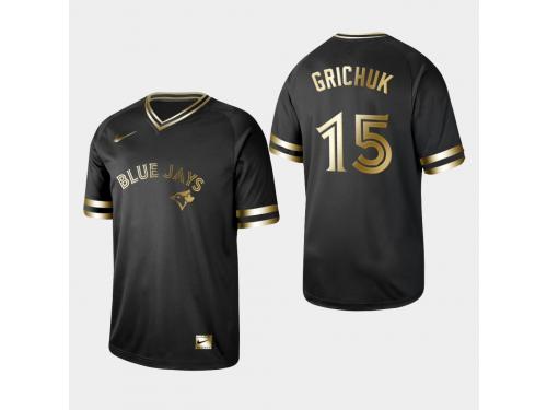 Men's Blue Jays 2019 Black Golden Edition Randal Grichuk V-Neck Stitched Jersey