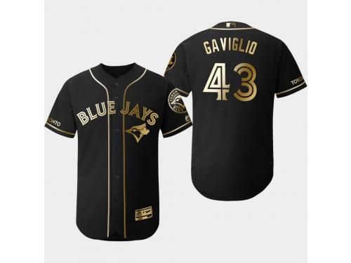 Men's Blue Jays 2019 Black Golden Edition Sam Gaviglio Flex Base Stitched Jersey