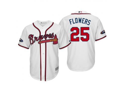 Men's Braves 2018 Postseason Home White Tyler Flowers Cool Base Jersey