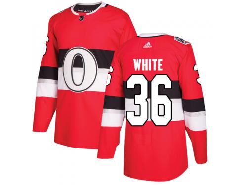 Men's Colin White Authentic Red Adidas Jersey NHL Ottawa Senators #36 2017 100 Classic