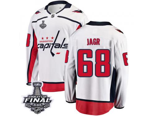 Men's Fanatics Branded Washington Capitals #68 Jaromir Jagr White Away Breakaway 2018 Stanley Cup Final NHL Jersey