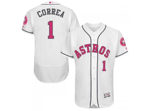 Men's Houston Astros Carlos Correa Majestic White Home 2016 Mother's Day Flex Base Jersey