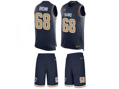 Men's Jamon Brown #68 Nike Navy Blue Jersey - NFL Los Angeles Rams Tank Top Suit