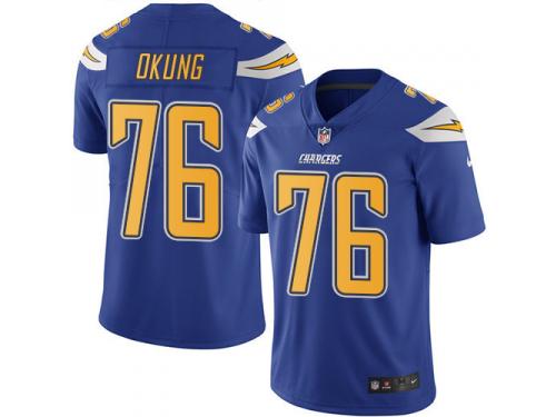 Men's Limited Russell Okung #76 Nike Electric Blue Jersey - NFL Los Angeles Chargers Rush