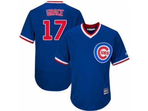 Men's Majestic Chicago Cubs #17 Mark Grace Royal Blue Cooperstown Cool Base MLB Jersey