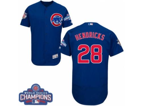 Men's Majestic Chicago Cubs #28 Kyle Hendricks Royal Blue Alternate 2016 World Series Champions Flexbase Authentic Collection MLB Jersey