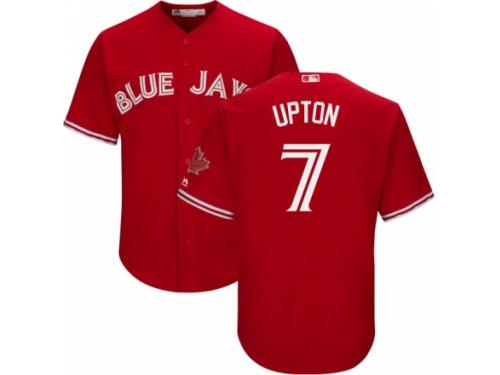 Men's Majestic Toronto Blue Jays #7 B.J. Upton Red Scarlet 2017 Cool Base MLB Jersey