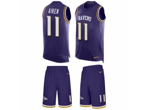 Men's Nike Baltimore Ravens #11 Kamar Aiken Purple Tank Top Suit NFL Jersey