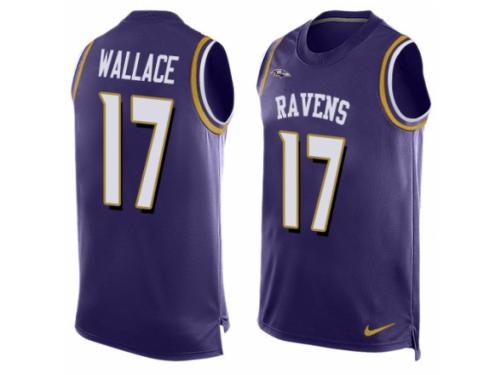 Men's Nike Baltimore Ravens #17 Mike Wallace Purple Player Name & Number Tank Top NFL Jersey