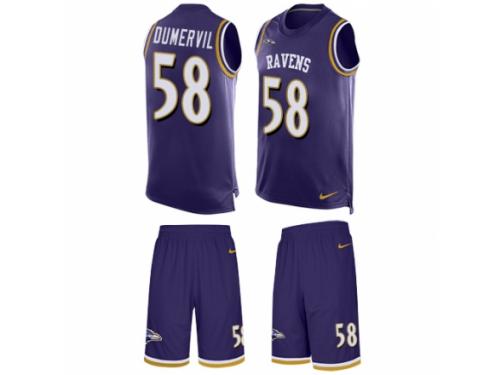 Men's Nike Baltimore Ravens #58 Elvis Dumervil Purple Tank Top Suit NFL Jersey