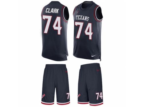 Men's Nike Houston Texans #74 Chris Clark Navy Blue Tank Top Suit NFL Jersey