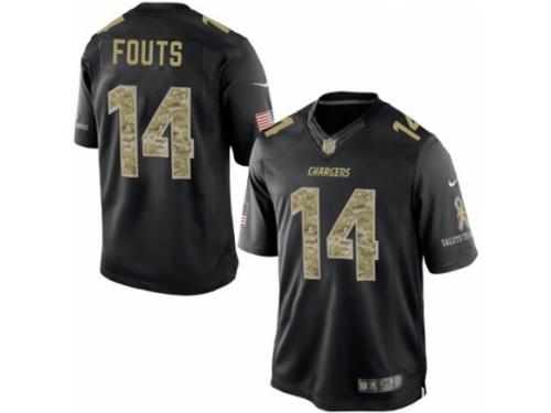 Men's Nike San Diego Chargers #14 Dan Fouts Limited Black Salute to Service NFL Jersey