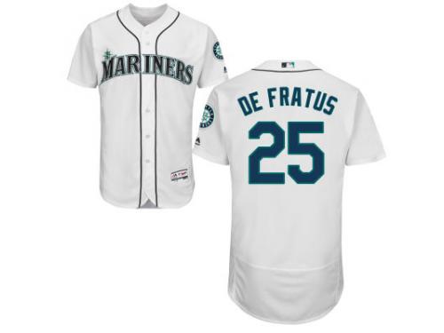 MLB Seattle Mariners #25 Justin De Fratus Men White Authentic Flexbase Collection Jersey