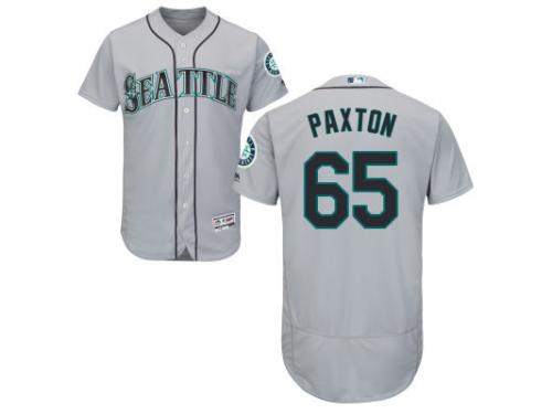 MLB Seattle Mariners #65 James Paxton Men Grey Authentic Flexbase Collection Jersey