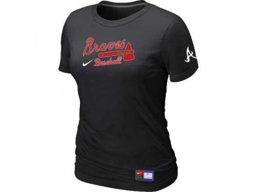 MLB Women Atlanta Braves Nike Practice T-Shirt - Black