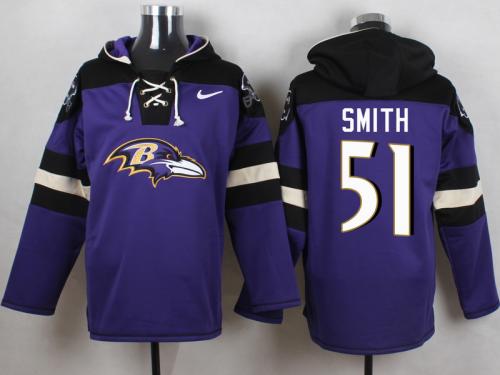 NFL Baltimore Ravens (LB) #51 Daryl Smith Men Purple Pullover Hoodie