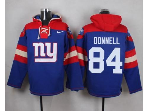 NFL New York Giants (TE) #84 Larry Donnell Men Blue Pullover Hoodie