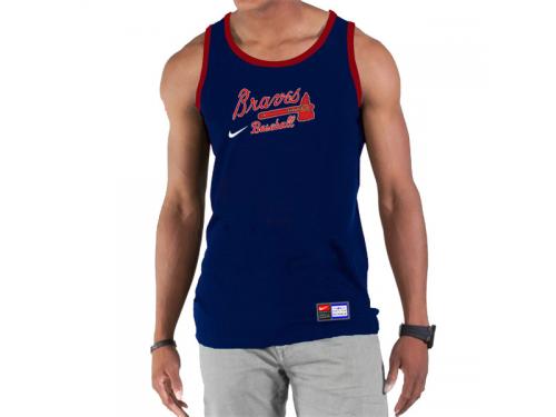 Nike Atlanta Braves Home Practice Men Tank Top Dark Blue