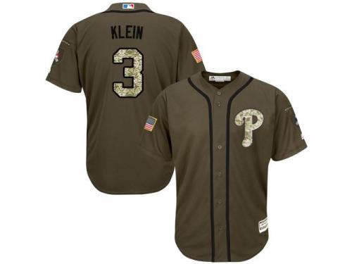 Phillies #3 Chuck Klein Green Salute to Service Stitched Baseball Jersey