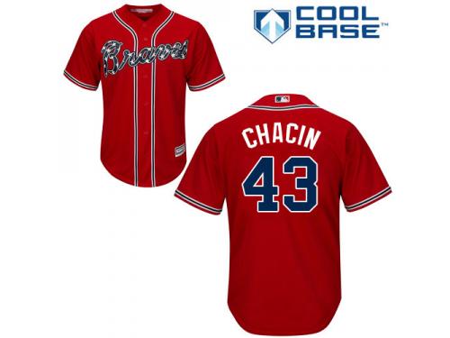 Red Jhoulys Chacin Men #43 Majestic MLB Atlanta Braves Cool Base Alternate Jersey