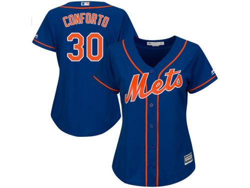 Royal Blue Authentic Michael Conforto Women's Jersey #30 Cool Base MLB New York Mets Majestic Alternate Home