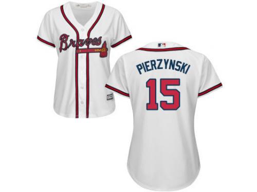 White Anthony Pierzvnski Women #15 Majestic MLB Atlanta Braves 2016 New Cool Base Jersey