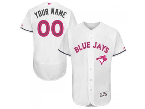 White Customized Men Majestic MLB Toronto Blue Jays 2016 Mother Day Fashion Flex Base Jersey