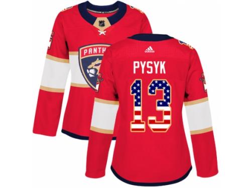 Women Adidas Florida Panthers #13 Mark Pysyk Red USA Flag Fashion NHL Jersey