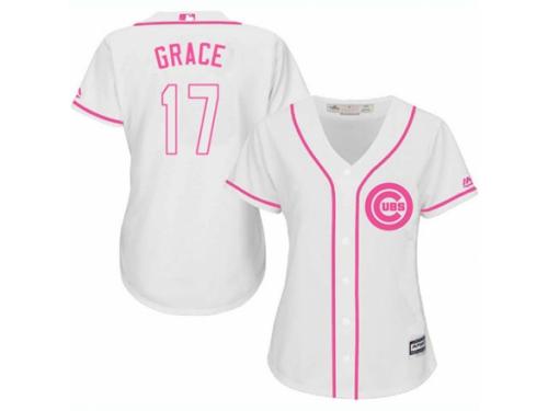 Women Majestic Chicago Cubs #17 Mark Grace White Fashion MLB Jersey