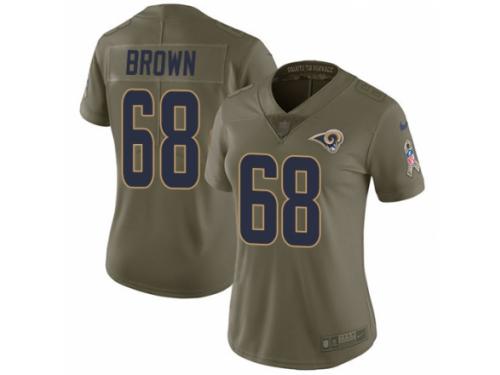 Women Nike Los Angeles Rams #68 Jamon Brown Limited Olive 2017 Salute to Service NFL Jersey