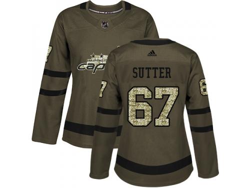 Women's Adidas NHL Washington Capitals #67 Riley Sutter Authentic Jersey Green Salute to Service Adidas
