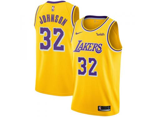 Women's Magic Johnson  Gold Nike Jersey NBA Los Angeles Lakers #32 Icon Edition