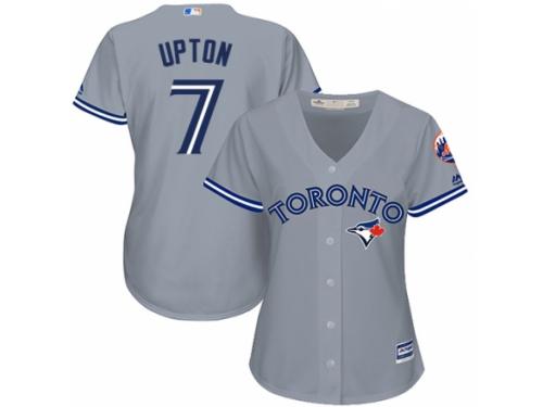 Women's Majestic Toronto Blue Jays #7 B.J. Upton Grey Road MLB Jersey
