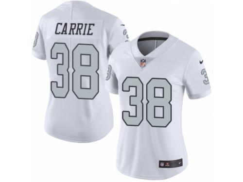 Women's Nike Oakland Raiders #38 T.J. Carrie Limited White Rush NFL Jersey