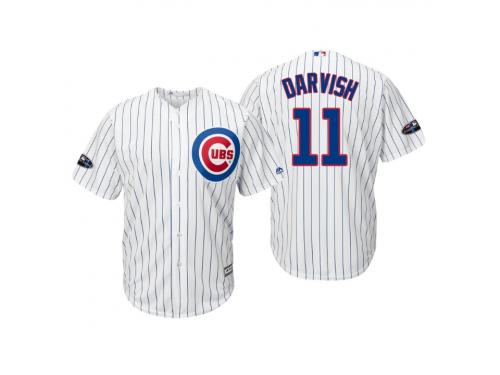 Youth Cubs 2018 Postseason Home White Yu Darvish Cool Base Jersey