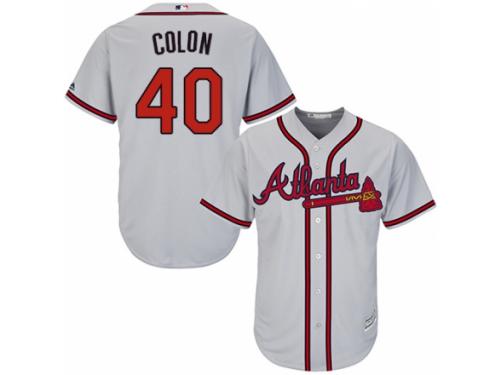 Youth Majestic Atlanta Braves #40 Bartolo Colon Authentic Grey Road Cool Base MLB Jersey