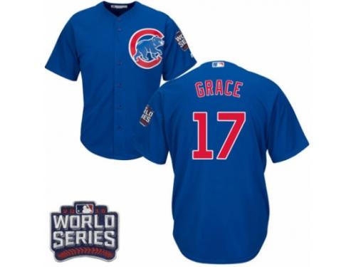 Youth Majestic Chicago Cubs #17 Mark Grace Authentic Royal Blue Alternate 2016 World Series Bound Cool Base MLB Jersey